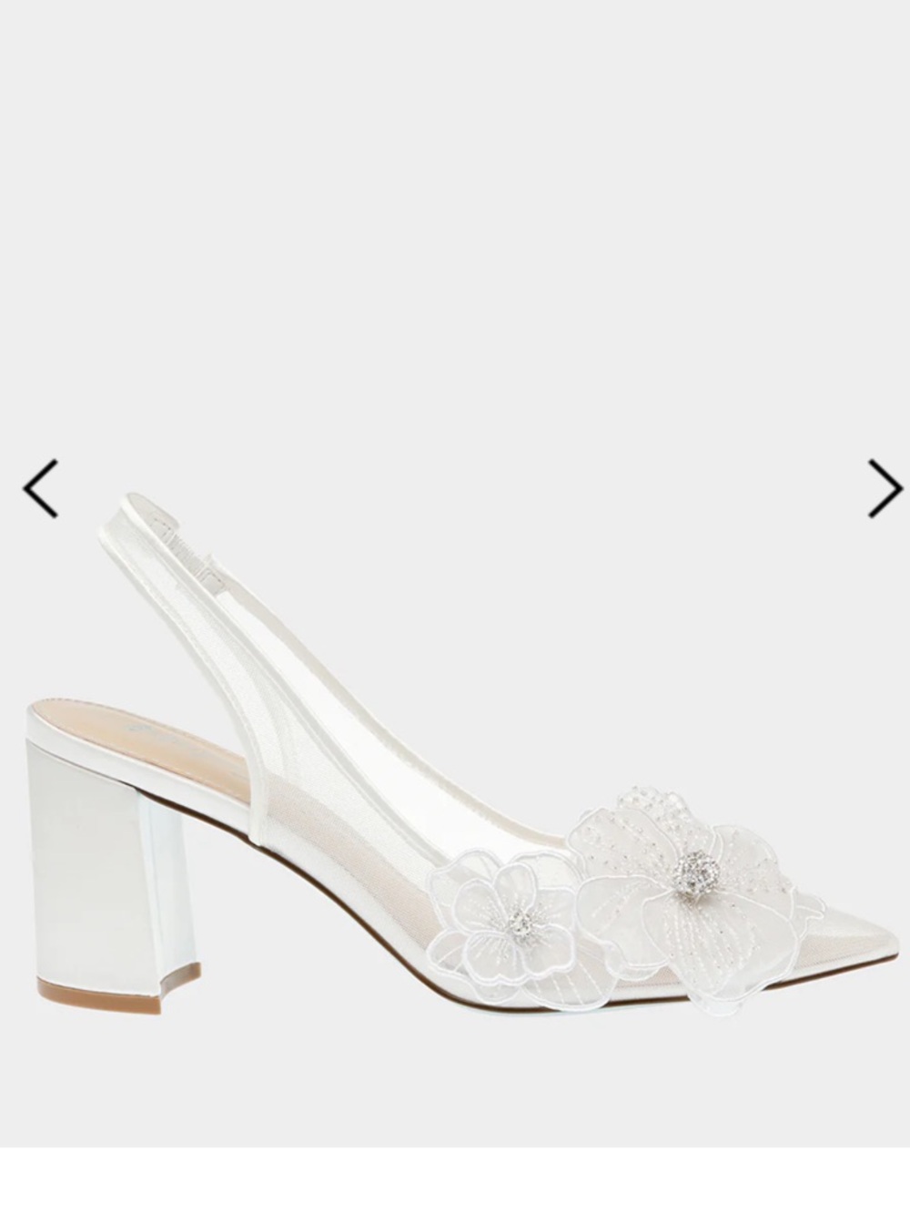Betsey Johnson White Floral Slingback Block Heel Pumps